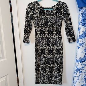 Black and White Quarter Sleeve Dress